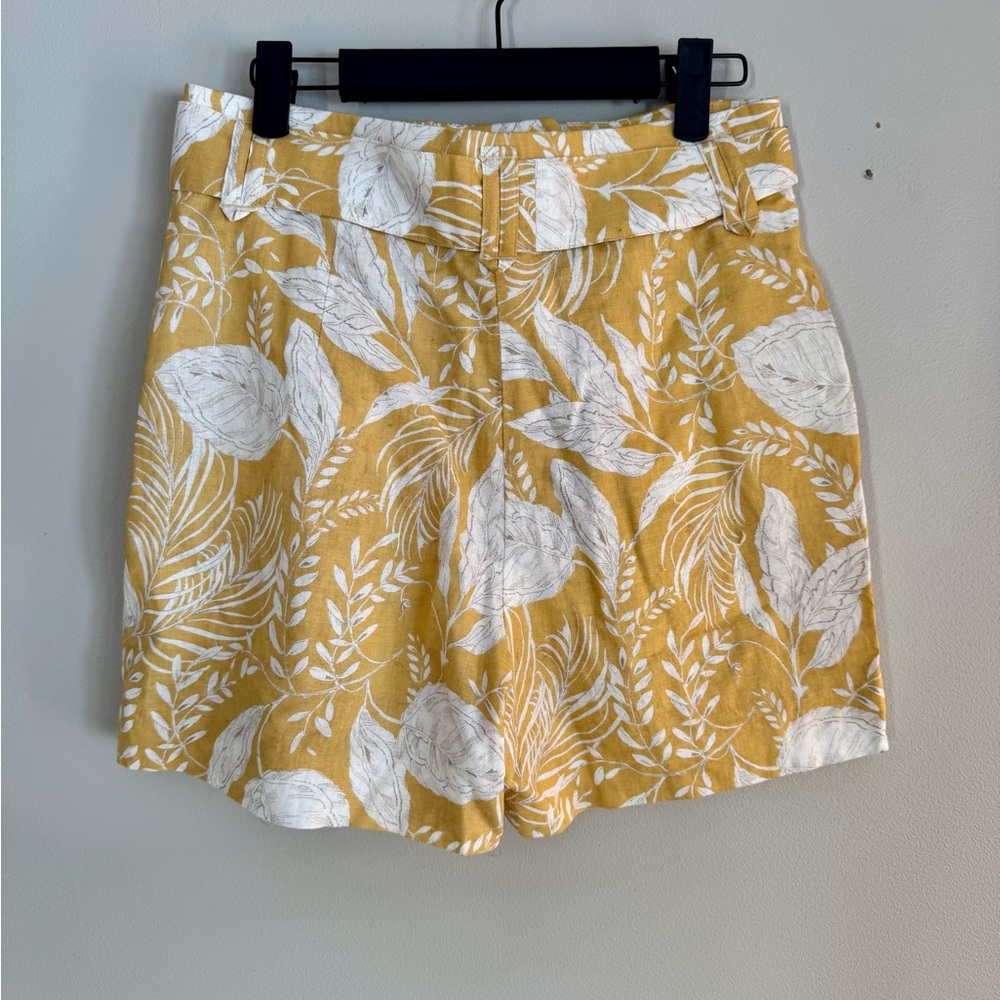 Sezane Yellow Print Lucas Linen Cotton Shorts - Picture 6 of 10